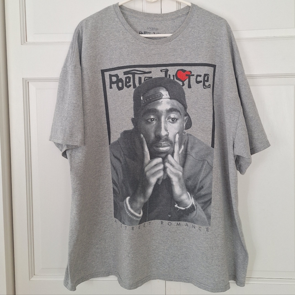 Hybrid Apparel gray 2Pac Poetic Justice men's t-shirt